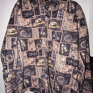 Bit & Bridle Western Print Shirt - Black and Tan